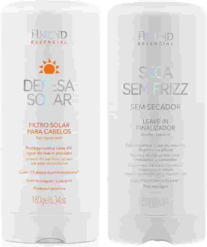 Kit Leave In Seca Sem Frizz e Defesa Solar Finalizadores Antifrizz Proteção Térmica Nutrição Capilar