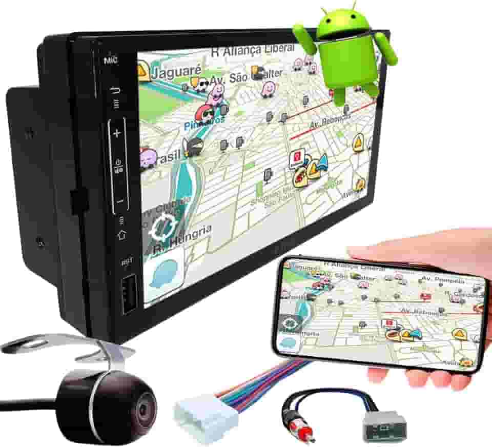 Multimídia 7" Polegadas Android Versa e March 2012 a 2021 Espelhamento GPS Bluetooth USB SD Card + Chicotes + Câmera Ré