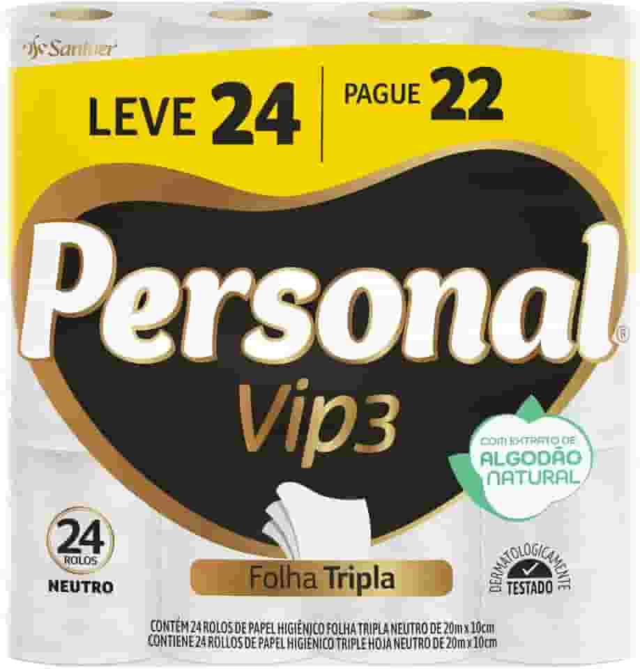 Personal Papel Higiênico Vip Folha Tripla, 24 Rolos De 20M