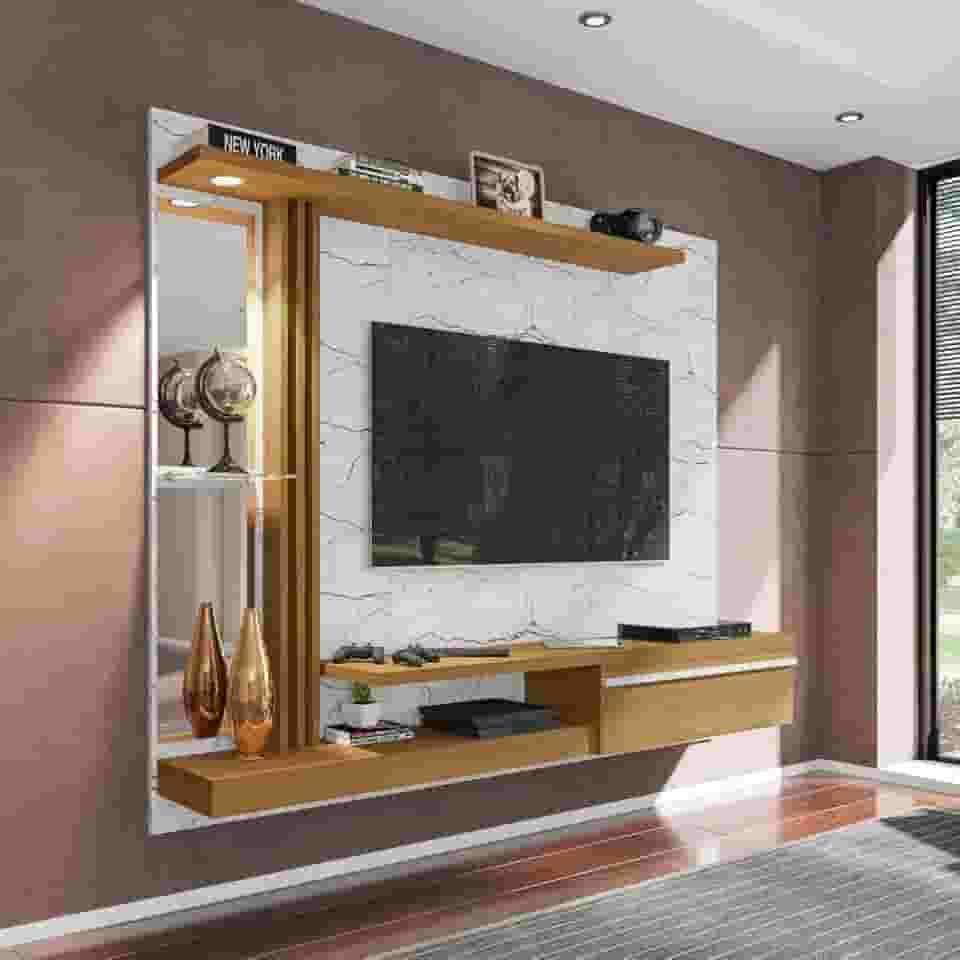 Painel para Tvs 55 Polegadas Led Prateleira de Vidro Denver Bechara