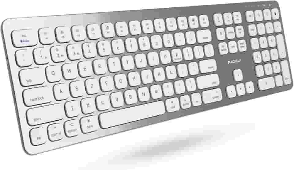 Macally Teclado Bluetooth sem fio premium para Mac, iMac, MacBook, Mac Pro teclado sem fio compat vel com Apple para Mac Mini, MacBook Pro/Air Laptop teclado Mac sem fio recarreg vel de tamanho completo