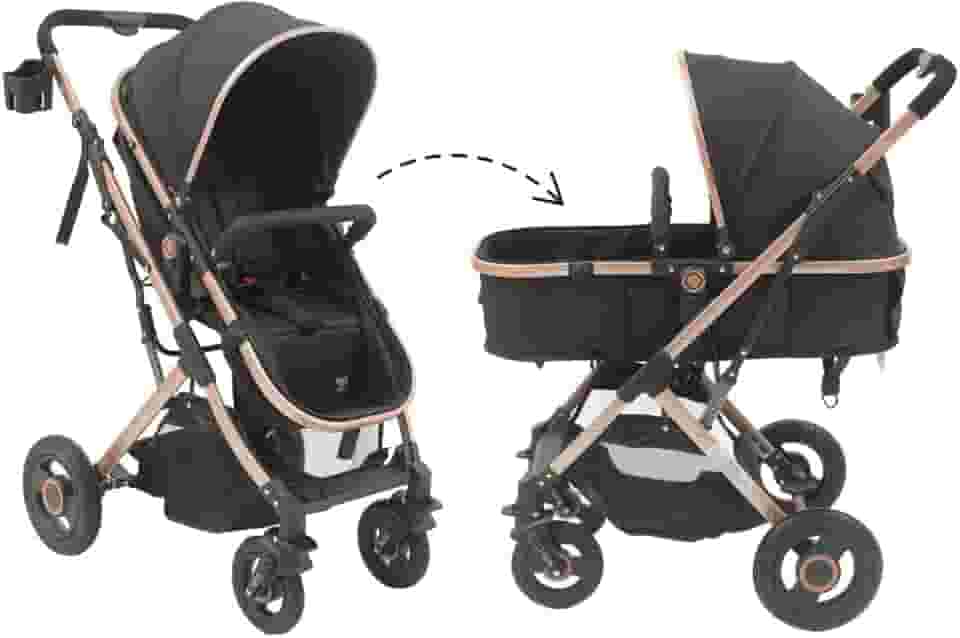 Carrinho Passeio Bebê Moisés Reversível Elysian Maxi Baby (Preto)