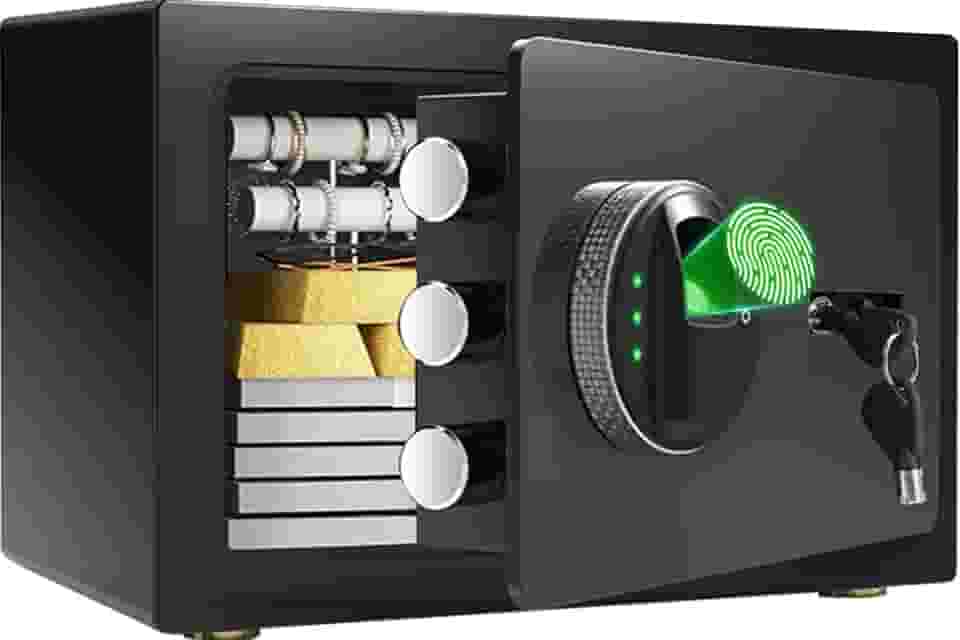 Cofre Eletrônico Biométrico E Chave 30x20x20 Reforçado Aço