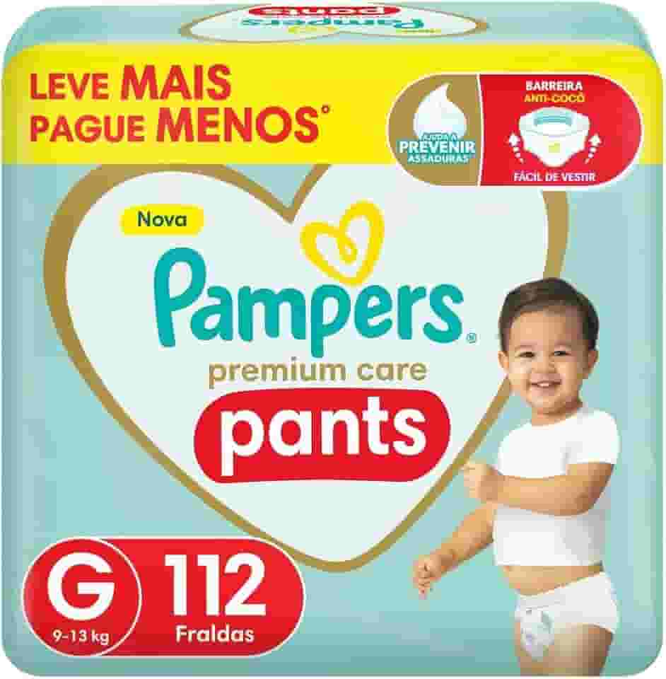 Fralda Pampers Premium Care Pants Tamanho G, Fácil de Vestir, 112 Unidades