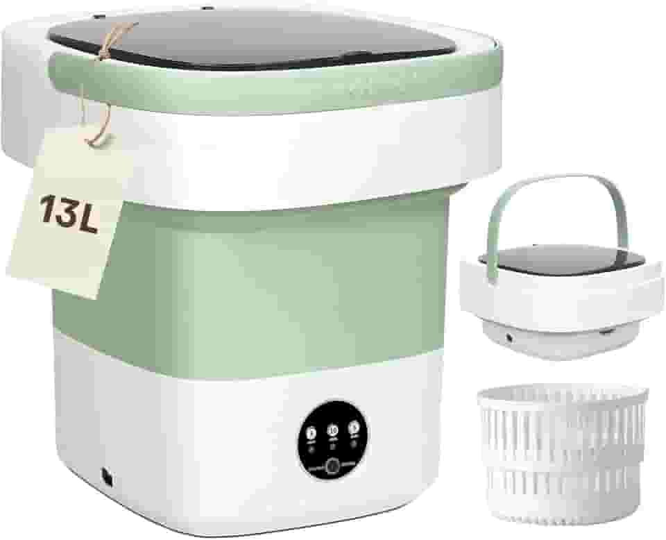 Máquina de lavar portátil, mini lavadora de roupas 13L com 3 modos, pequena máquina de lavar roupa dobrável para viagens, acampamento, trailer - perfeita para roupas íntimas, roupas de bebê, meias