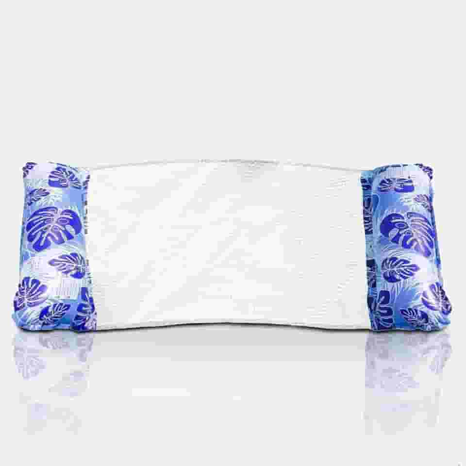 Boia Rede Flutuante Inflável para Piscina Design de Folhas Tropicais Cama Flutuador Deitar Reclinavel Encosto de Cabeça Relaxar na Agua Praia Mar Confortavel