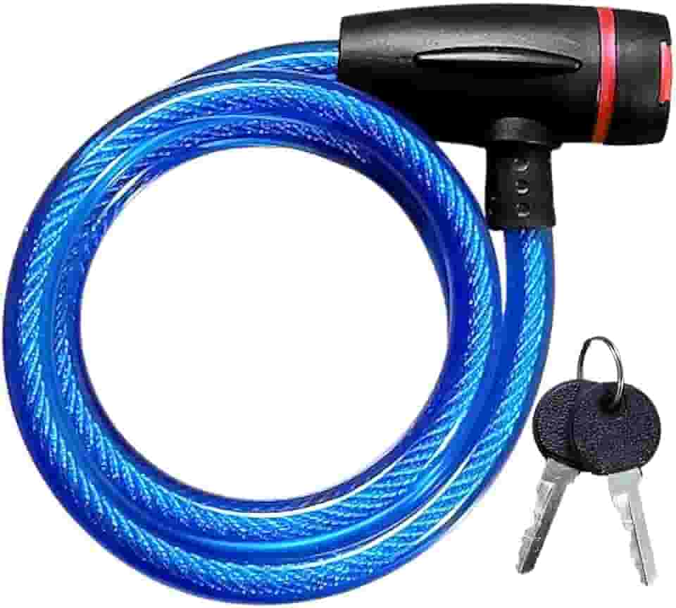 Trava Cadeado Antifurto 12mm x 1M Para Moto Bicicleta Estepe Portão Porteira Com 2 Chaves