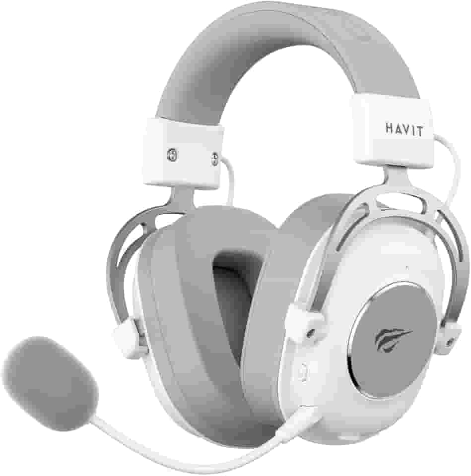 Havit Headphone Fone de Ouvido H2002YG White, Quad-Mode, Sem Fio e Com Fio, Wireless 2.4GHz, Bluetooth, USB, 3,5mm, Gamer, com Microfone Destacável Com Cancelamento de Ruído, Falante 50mm, Branco