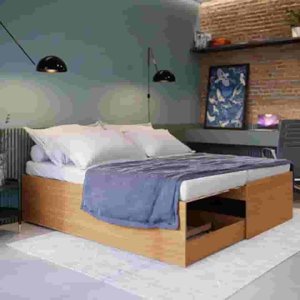 Bicama Solteiro MDF Vira Cama Casal 3 em 1 Cama Auxiliar Moderna Sofisticada Robusta Resistente (Nature)