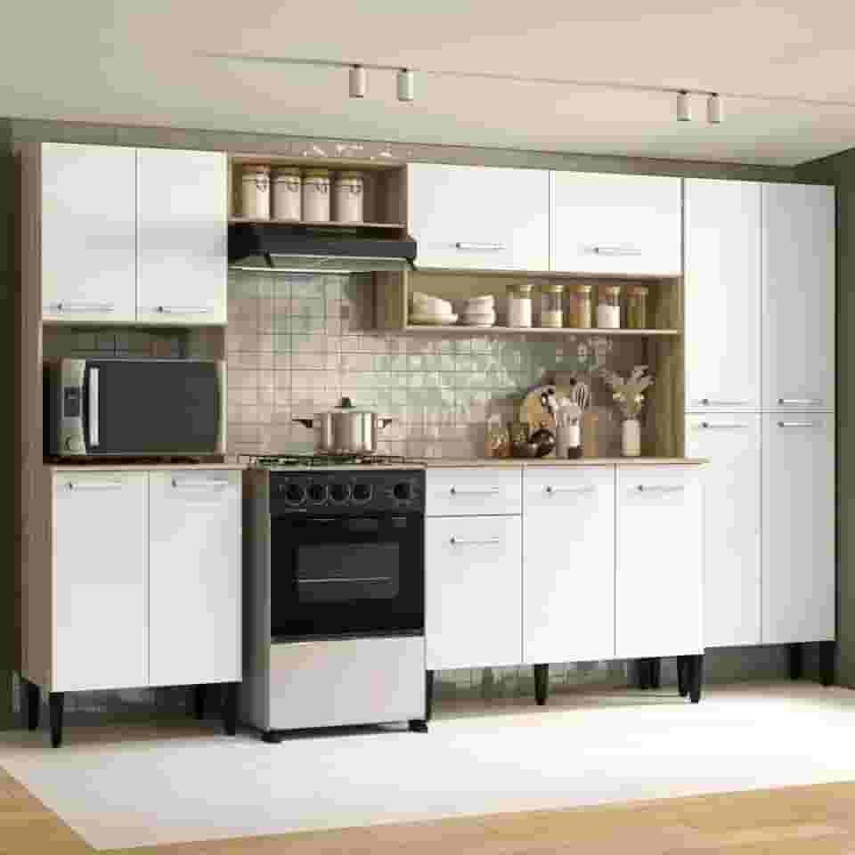 Cozinha Completa Arizona Plus com Armário e Balcão Carraro (Branco)