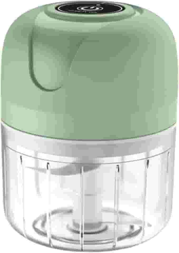 Mini Processador Triturador De Alimentos Elétrico Sem fio Potente com 3 Lâminas de Aço Inoxidável Recarregável USB 250ml(Cor Verde)