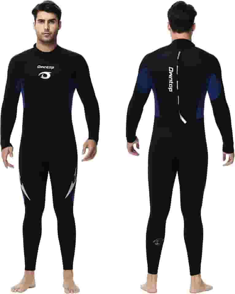 Roupa de mergulho de neoprene de 5 mm para homens e mulheres – Traje de banho grosso com zíper nas costas, manga comprida FPS 50+, roupa de banho para mergulho, surf, natação, mergulho,