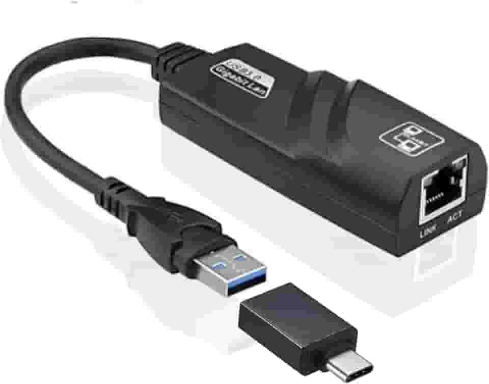 Adaptador de Rede USB 3.0/Tipo-C para RJ45 Gigabit - Velocidade de 10/100/1000 Mbps, Compatível com Windows e Mac