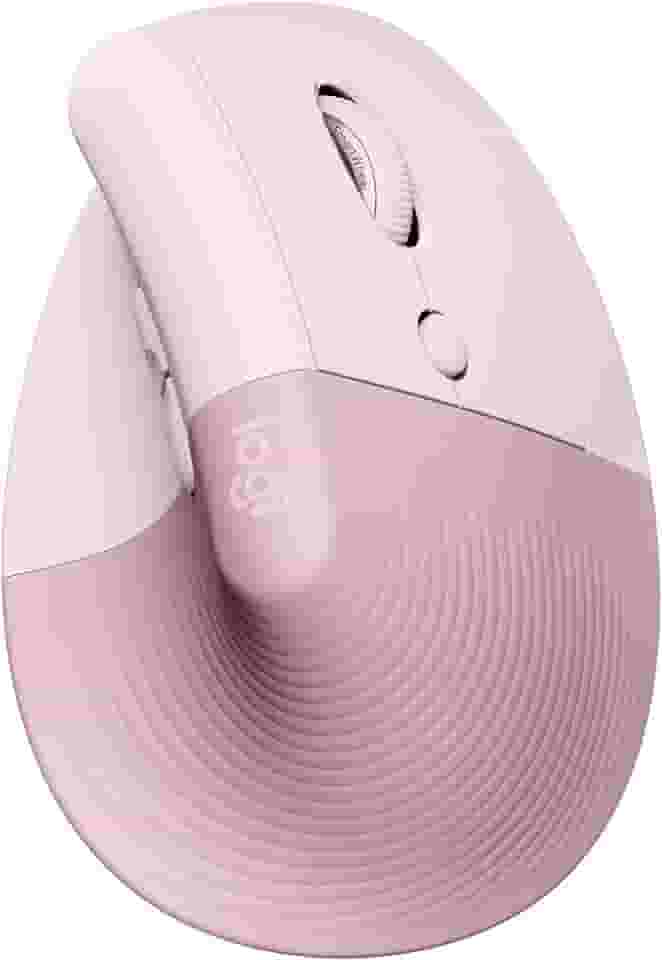 Mouse Sem Fio Logitech Lift Vertical com Design Ergonômico para Redução de Tensão Muscular, Cliques Silenciosos, Conexão Bluetooth ou USB Logi Bolt, Compatível com Windows/macOS/iPadOS - Rosa