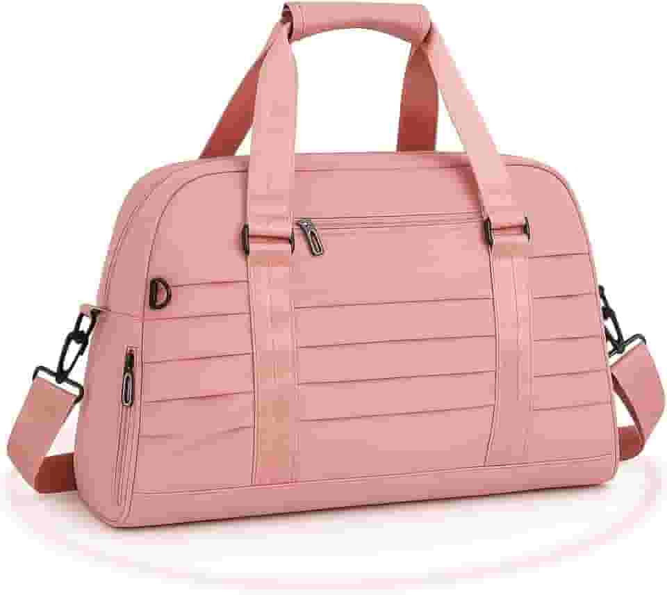 Bolsa Mala Esportiva Academia Viagem Fitness Feminina Masculina Grande Capacidade Impermeável com Alça Transversal Ombro Treino Casual (Rosa)