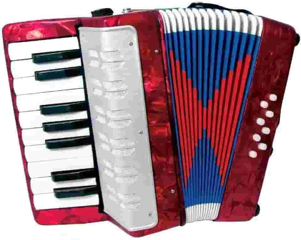 Acordeon Sanfona Infantil Semi Profissional 8 Baixos Vermelho