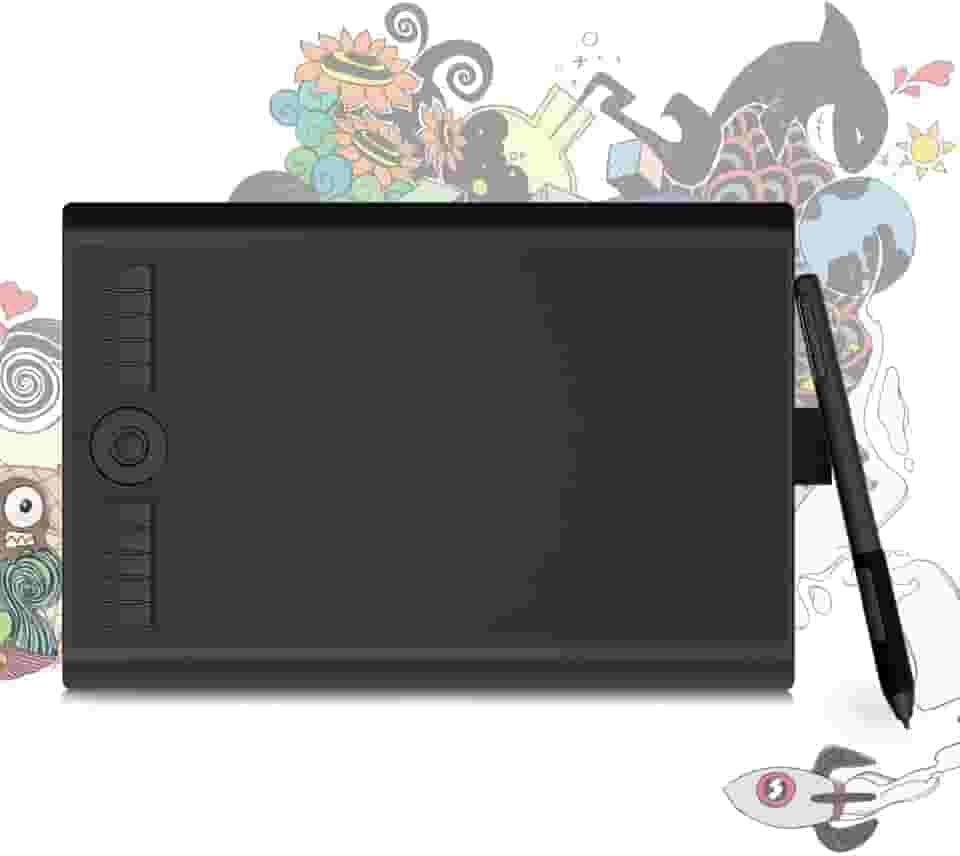Tablet de desenho GAOMON M10K PRO 10 x 6,2 polegadas, tablet de arte digital, suporta função de inclinação e radial com 10 teclas de atalho, caneta stylus sem bateria, funciona com