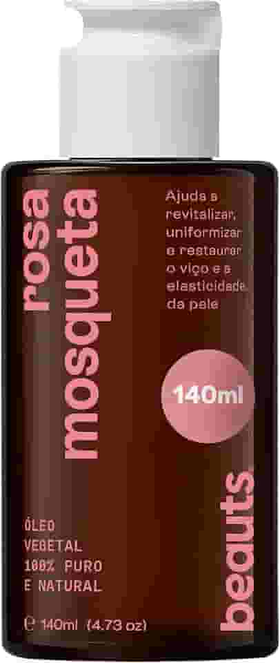 Óleo de Rosa Mosqueta - Hidratante Uniformizador Antioxidante - Para Manchas, Rugas, Estrias, Melhor Elasticidade e Viço - Uso Facial, Oleo Corporal e Cabelos - 100% Puro Natural Vegano - 140 mL Beauts