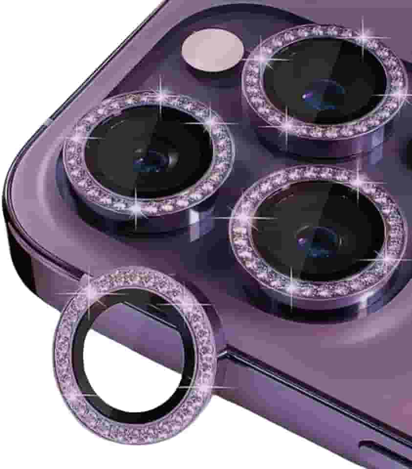 Kit Película Lentes De Câmera iPhone C/Strass kit Protetor Câmera Iphone Modelos Cores11 12 13 14 15, Mini, Plus, Pro, Pro Max (Azul, Iphone 14 Pro e 14 Pro Max)