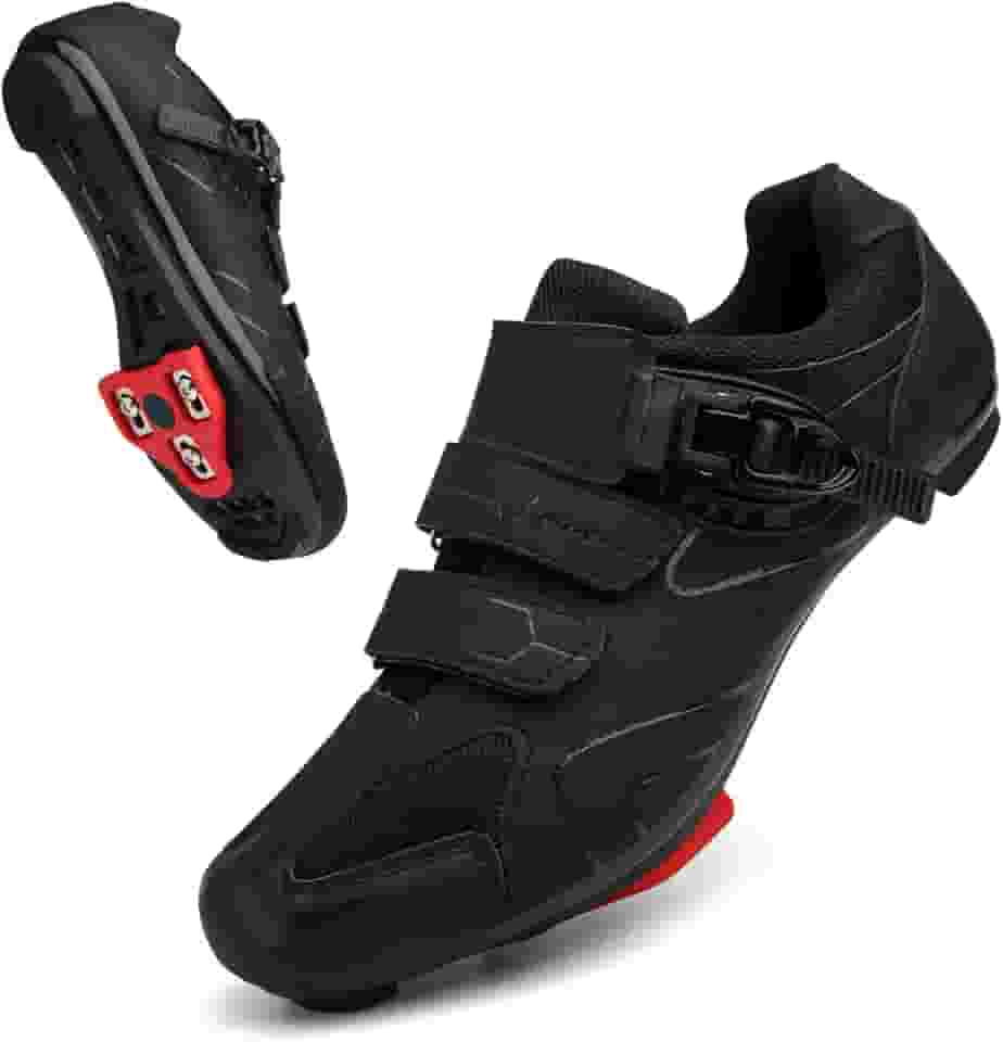 Adulto Unissex Sapatos de Ciclismo Compatíveis com Pedais de Bicicleta Internos Peloton Clipe Em Sapatos de Bicicleta de Estrada Pré-Instalados com Chuteiras Look Delta (Preto, Eua 6,5) 40