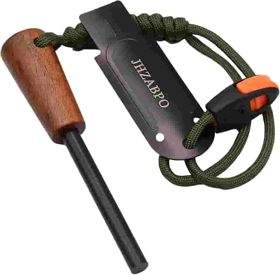 Kit de sobrevivência de vara de ferro, kit inicial de pederneira e pederneira de aço, bastão de fogo rápido com apito de sobrevivência