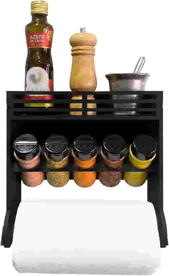 Porta Tempero E Condimentos De Parede Com 5 Kits De Potes Mantimentos + Etiquetas
