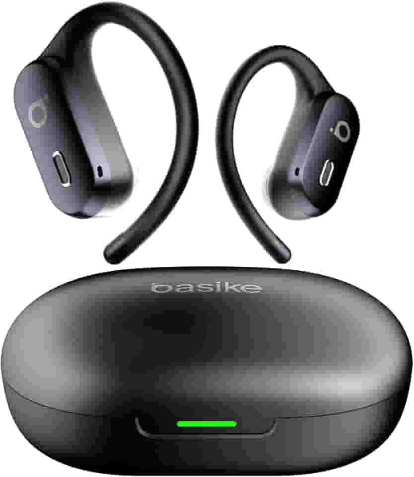 Basike Fone de Ouvido Bluetooth 5.4 TWS Esportivo, Som Hi-Fi Estéreo, ANC Cancelamento de Ruído & Modo Transparência, Resistente a Suor e Respingos para Corrida e Exercícios ao Ar Livre – Preto