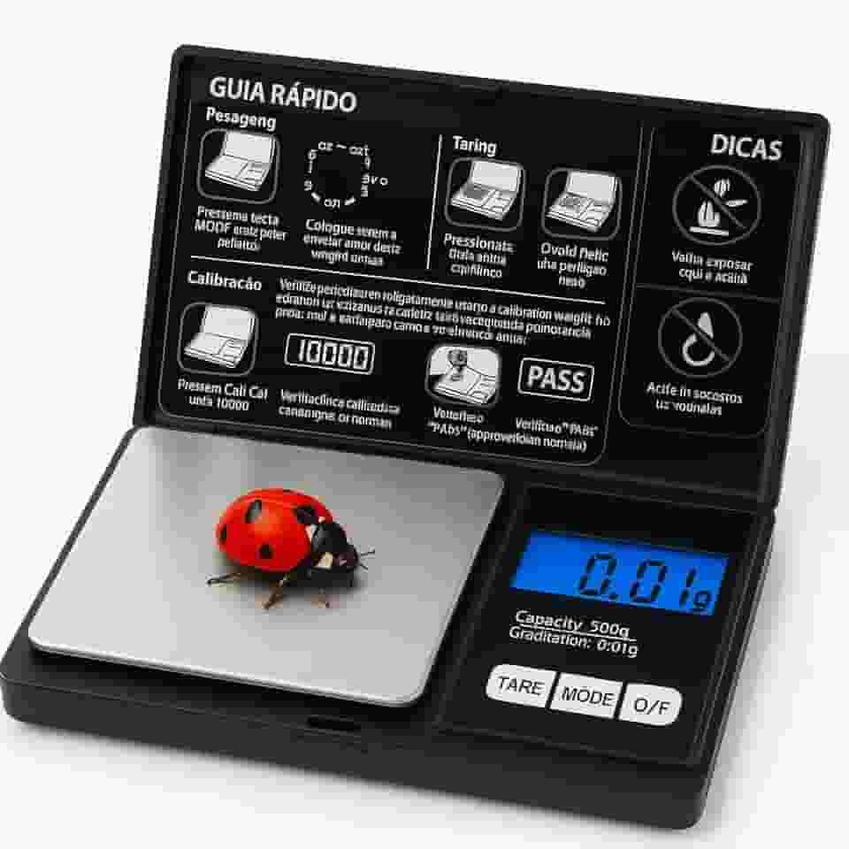Balança Digital de Precisão 0,01g a 500g Compacta e Portátil com Visor LCD - " Função Tare" 2 Pilhas Inclusas, Facilidade e Praticidade em um Só Lugar