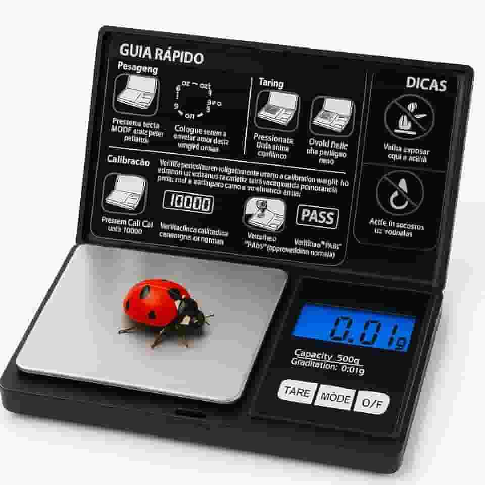 Balança Digital de Precisão 0,01g a 500g Compacta e Portátil com Visor LCD - " Função Tare" 2 Pilhas Inclusas, Facilidade e Praticidade em um Só Lugar