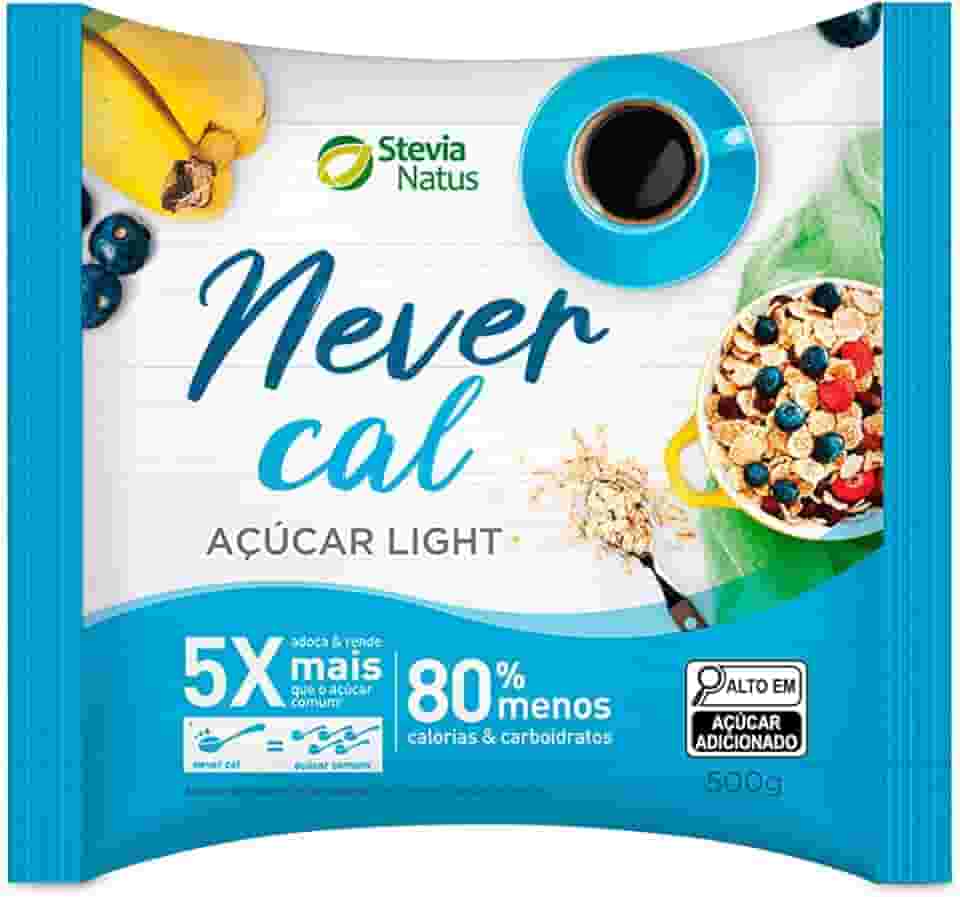 Açúcar Light Never Cal Stevia Adoça e Rende 5x mais Stevia Natus 500g