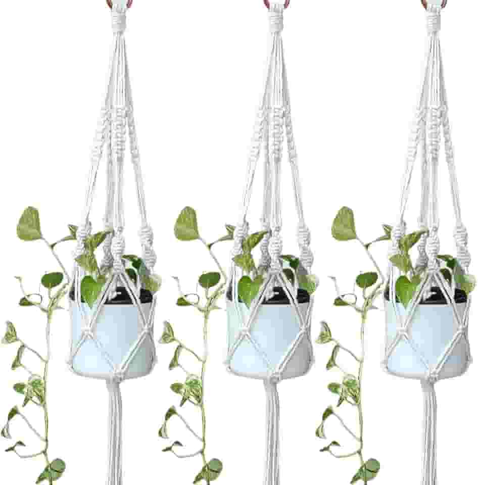 Kit 03 Floreira Suporte rede Para Vasos Plantas em Arte Macrame 90 cm