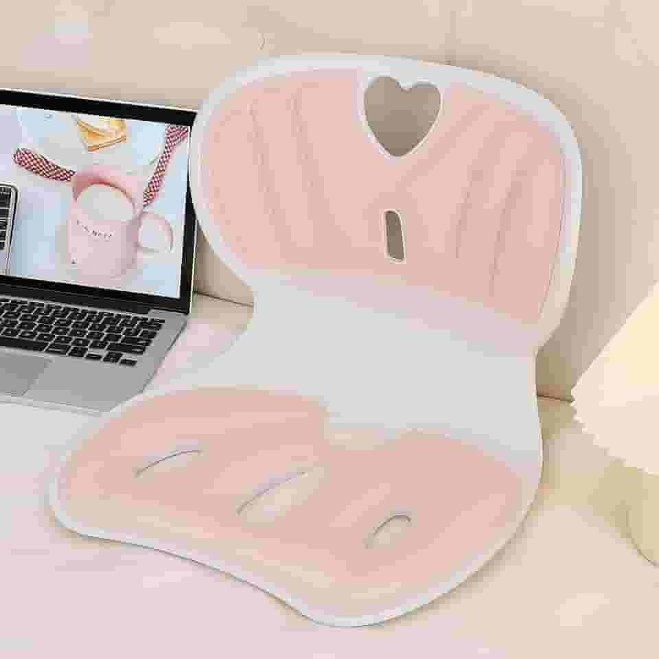 Assento Ergonômico para Cadeira com Apoio Lombar e Alívio de Dor no Cóccix, Almofada Ortopédica para Postura Correta, Espuma Premium de Alta Densidade, Uso em Escritório, Casa ou Carro (Rosa)