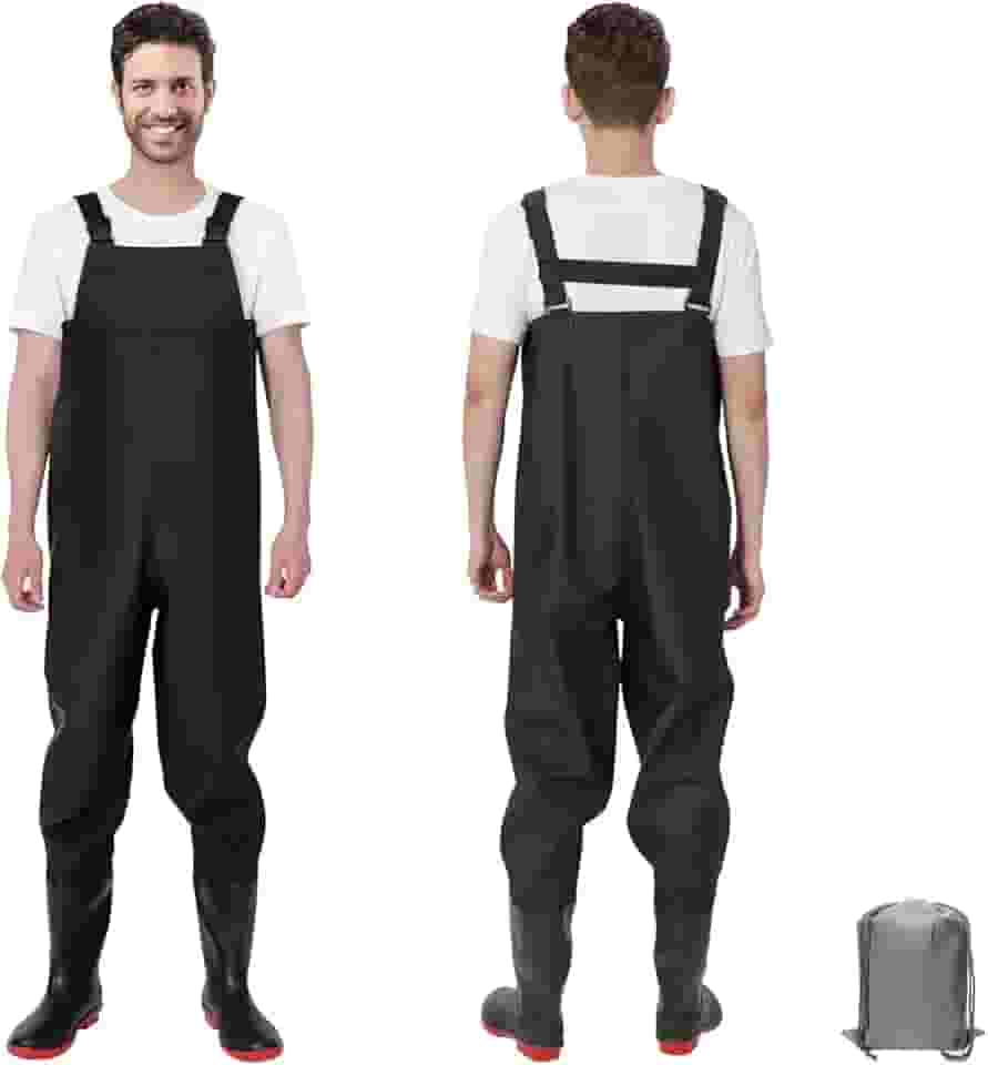YAOYAO LAND Waders de pesca com botas para homens, impermeável, PVC, impermeável, ideal para pesca com mosca