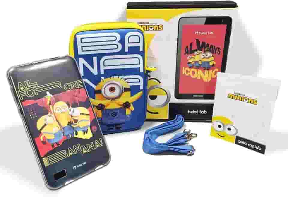 Positivo Twist Tab Minions+ 2GB RAM + 64GB Armazenamento, Tela de 7”, Android 11 Go, Bateria 3100mAh - Preto - Inclui 2 itens de proteção - (Capa e Bolsa de Transporte)
