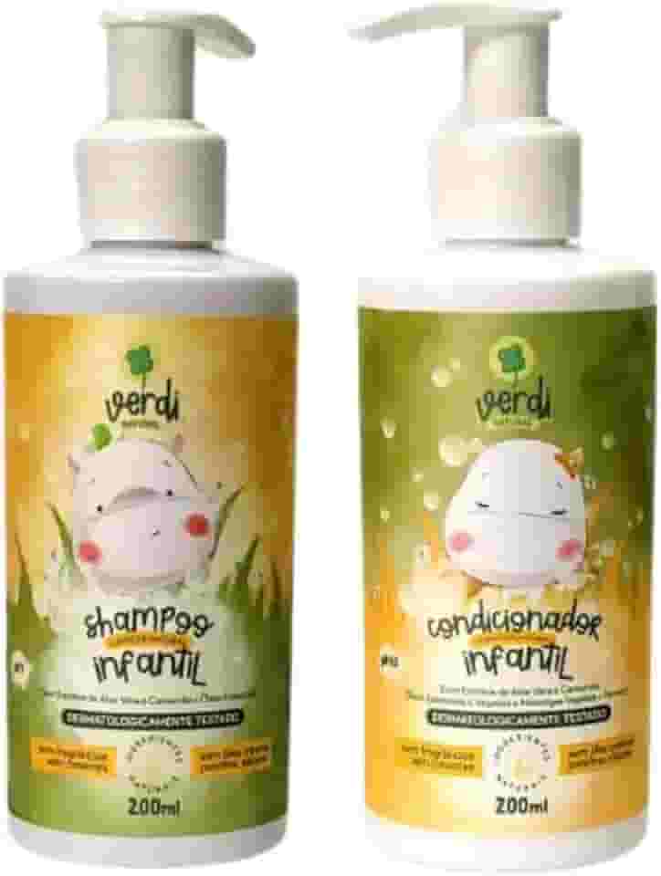Kit Shampoo + Condicionador Bebê Infantil Com Aloe Vera e Camomila Orgânico Vegano limpa de forma delicada Dermatologicamente Testado