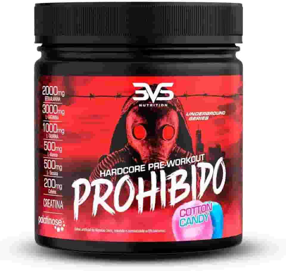 3VS Nutrition Pré Treino Prohibido 360g Sabor Algodão Doce