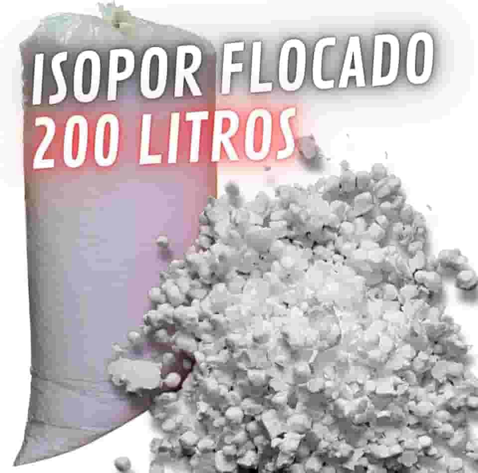 Isopor Flocado 200 litros para Enchimento de Puffs Almofadas Bichos de Pelúcia Artesanato Mistura na Fórmula de Concreto Leve e preenchimento interno de caixas p/proteção de objetos frágeis
