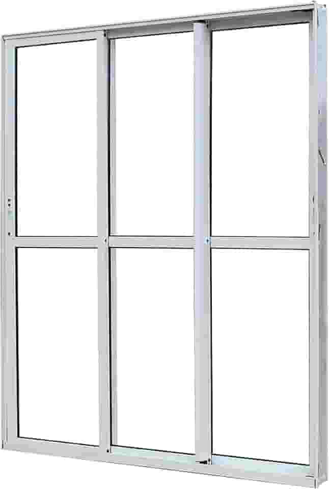 Porta de Sacada de Correr de Alumínio Branco 3 Folhas Móveis Atlântica Magnum