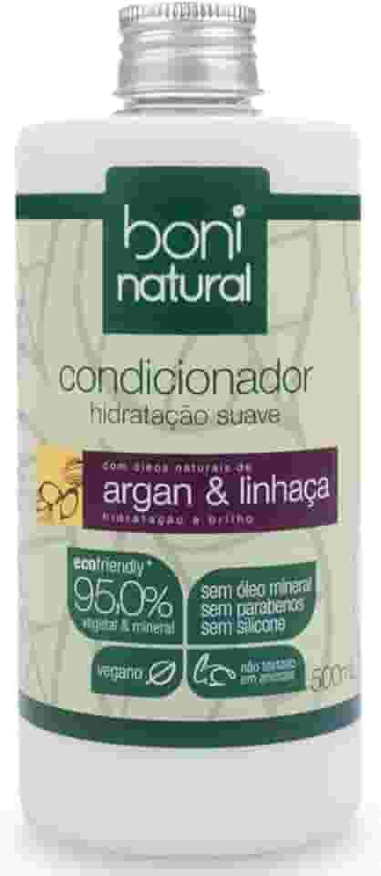 Condicionador Vegano e Natural, Argan e Linhaça, Boni Natural, Cabelos Macios e Saudáveis, Boni Natural, 500ml