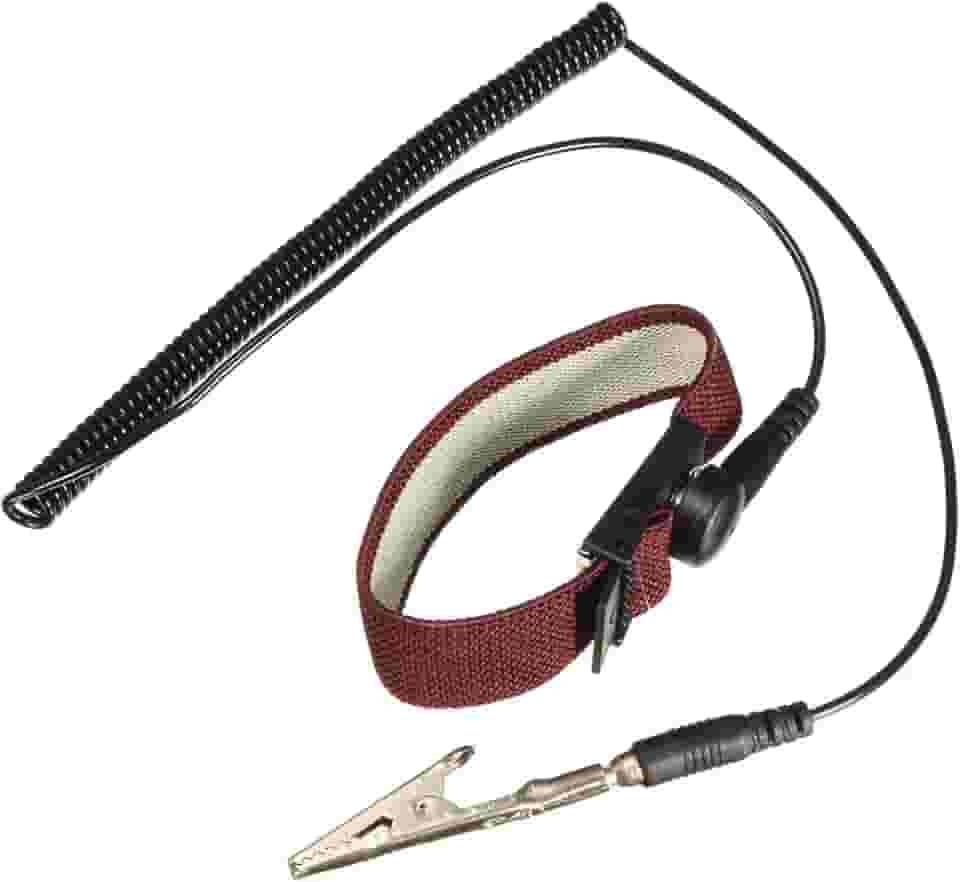 Pulseira antiestática para aterramento com jacaré ESD, alça ajustável, cabo enrolado de 1,8 m para reparo de eletrônicos, manutenção de PC
