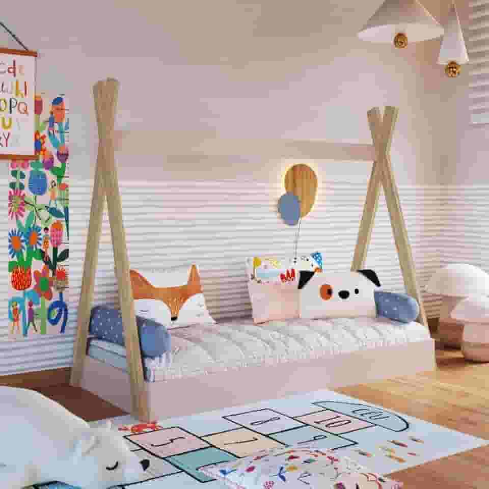 Cama Infantil Cabana Montessoriana de Solteiro para Menino Menina