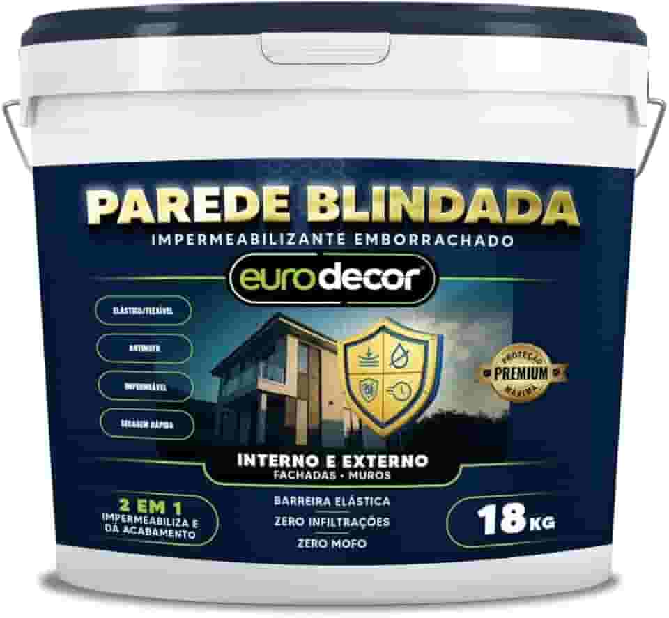 Parede Blindada Euro Decor Tinta Emborrachada 18KG Fácil Aplicação Proteção Contra Infiltrações (Areia)