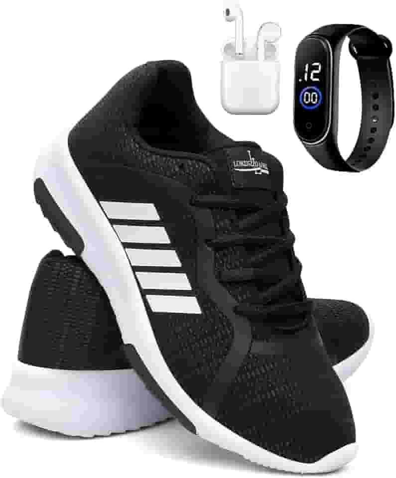 Kit Tênis Masculino Esporte Corrida Academia Macio + Relógio e Fone