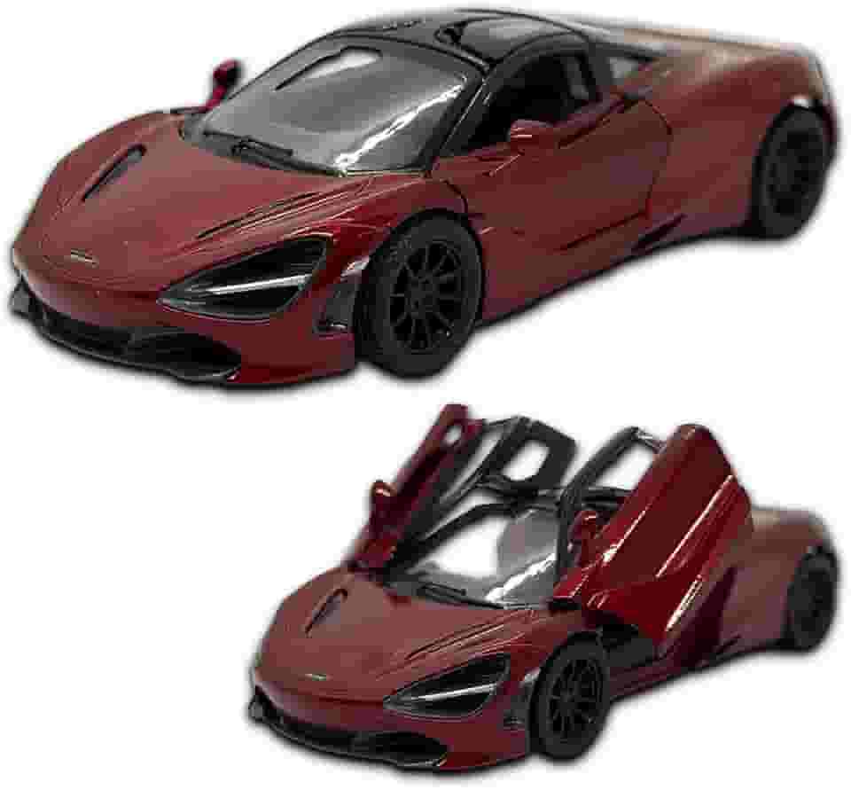 Miniatura de carro McLaren 720S em metal, 12 CM, 1/36, abertura de portas laterais, rodinhas de borracha com fricção, Carrinho de ferro Kinsmart (Vinho)