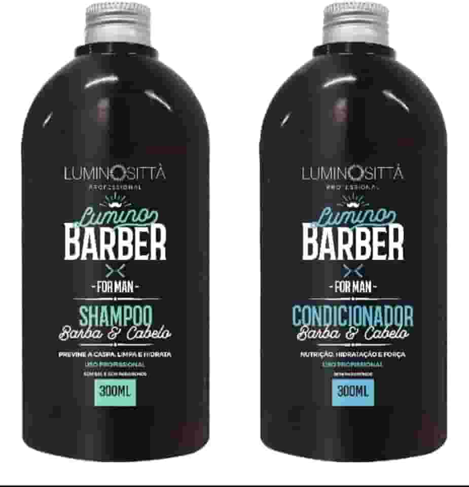 Luminosittà Professional Lumino Barber For Man Shampoo e Condicionador para Barba e Cabelo, 300ml, Kit 2 Unidades