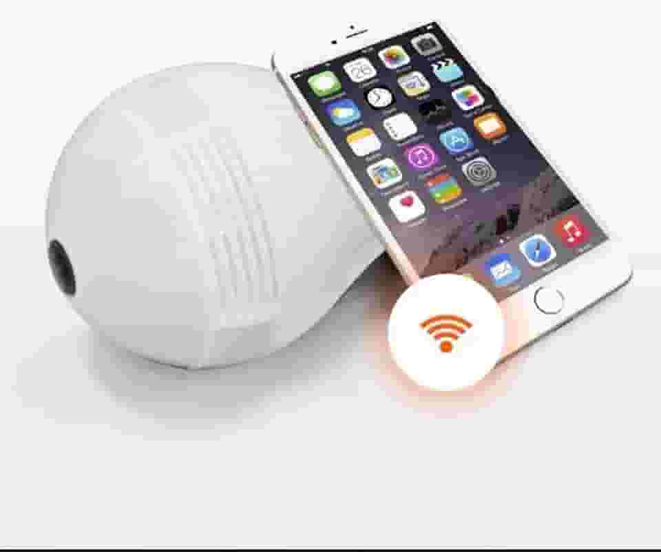 Camera Lampada Alta Definicao 360 Panoramica Espia Wifi Ip Seguraca Vr V380