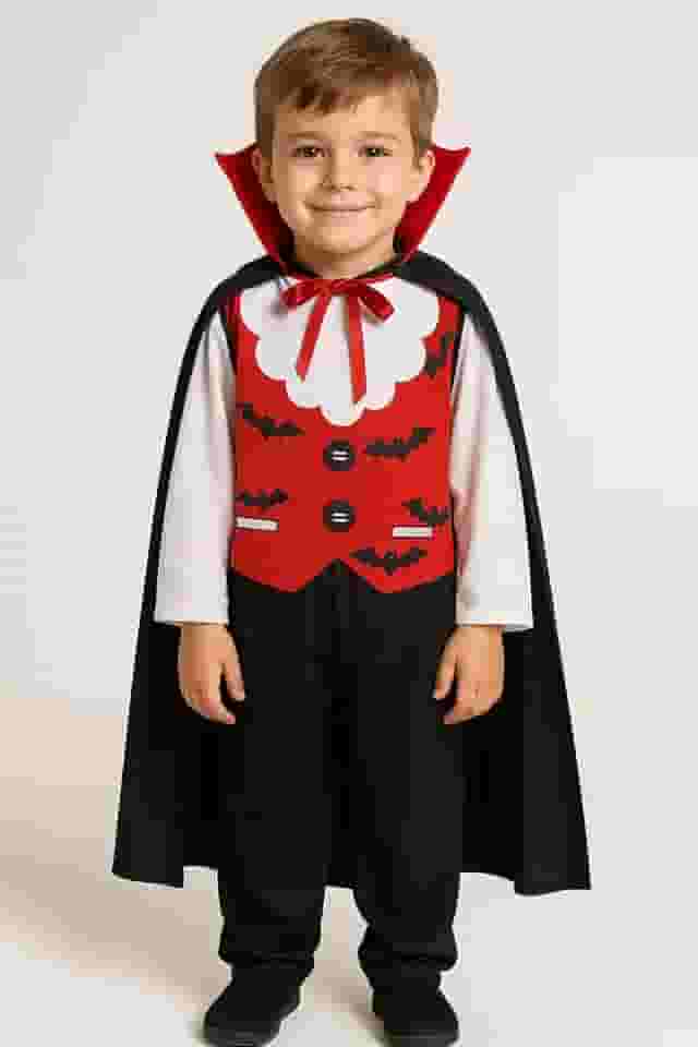 Fantasia Infantil Vampiro Drácula Criança Halloween Vestido Roupa