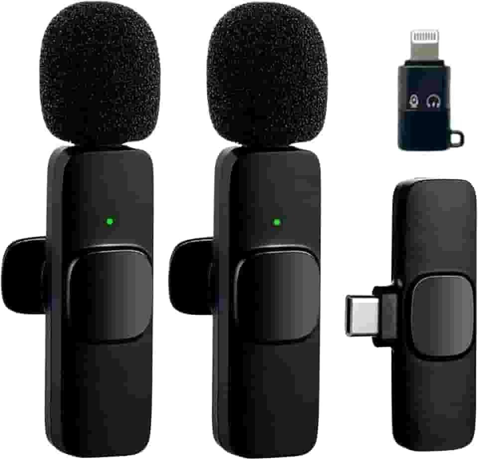 Microfone Lapela Sem Fio Bluetooth - Kit com 2 Microfonones | Redução de Ruído - 10h de Uso - Compatível com iPhone e Android | Linha Premium A'Gold | Ideal para Gravar Vídeos e Podcasts