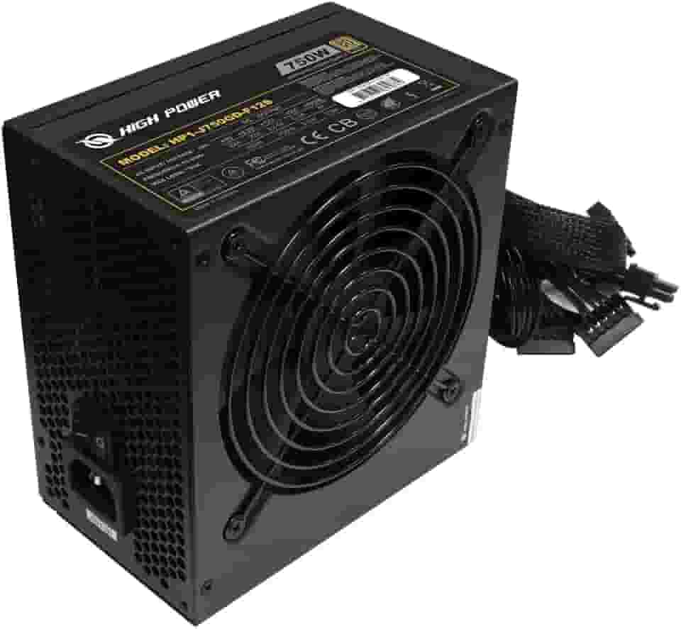 HIGH POWER Fonte de alimentação para PC 750W 80 Plus Gold certificada ATX 3.0 e compatível com PCIe 5.0, PFC ativo com ventilador Whisper de 120 mm para operação silenciosa e desempenho confiável