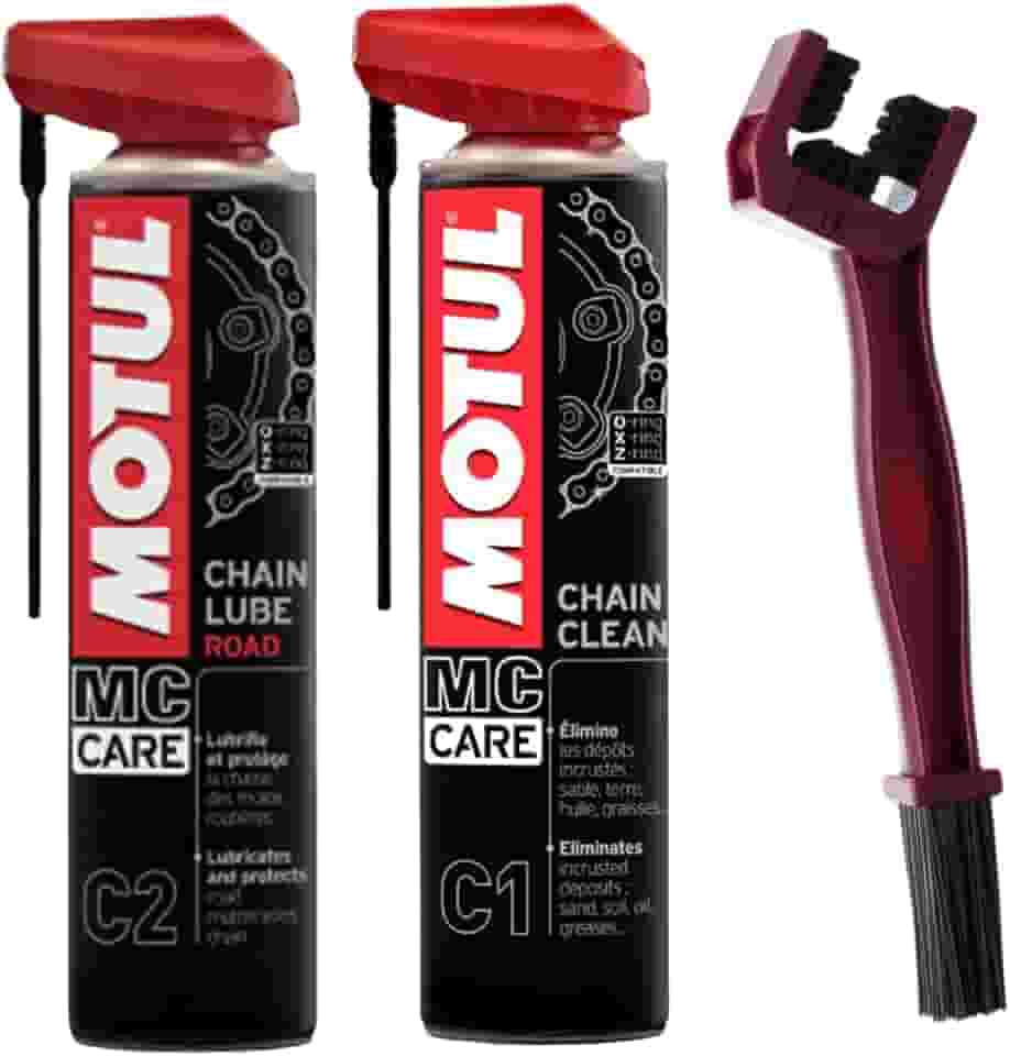 SPRAY PARA LIMPEZA DE CORRENTES ON/OFF ROAD - MOTUL - C1 CHAIN CLEAN - 400 ML + SPRAY LUBRIFICANTE DE CORRENTES MOTOS STREET NAKED SPEED ESTRADA ON ROAD - MOTUL - C2 CHAIN CLEAN - 400 ML